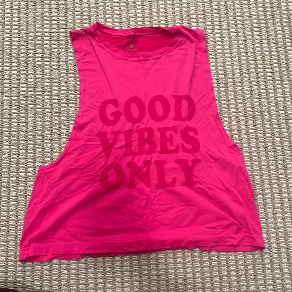 Hot pink cropped Spiritual Gangster tank top